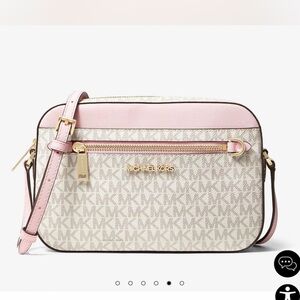 Michael Kors Cream and Pink Crossbody Camera Bag